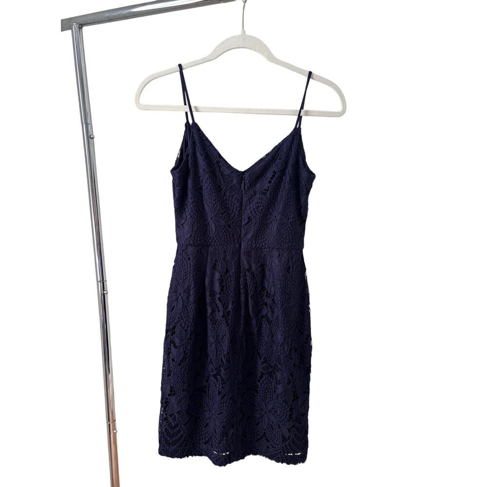 GUESS Los Angeles Navy Blue Lace Mini Dress Spaghetti Strap Size 0 - Picture 7 of 11